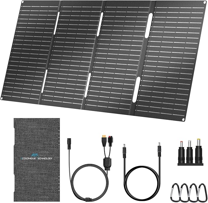Ecosonique 60W Portable Foldable Solar Panels Charger Fast Charging with USB-C PD3.0 USB-A QC3.0 DC 18V Output ETFE Coating Waterproof for Camping Backpacking Power Station Cell Phones Power Banks