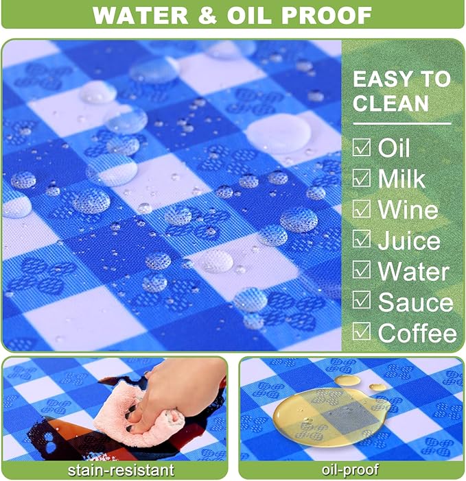 Fitted Picnic Table Cover with Bench Covers Waterproof Elastic Edges Rectangle Patio Tablecloth Outdoor Camping Essentials Stuff Rv Accessories Summer Trip Travel Supplies Party Camper Gifts, 8 ft