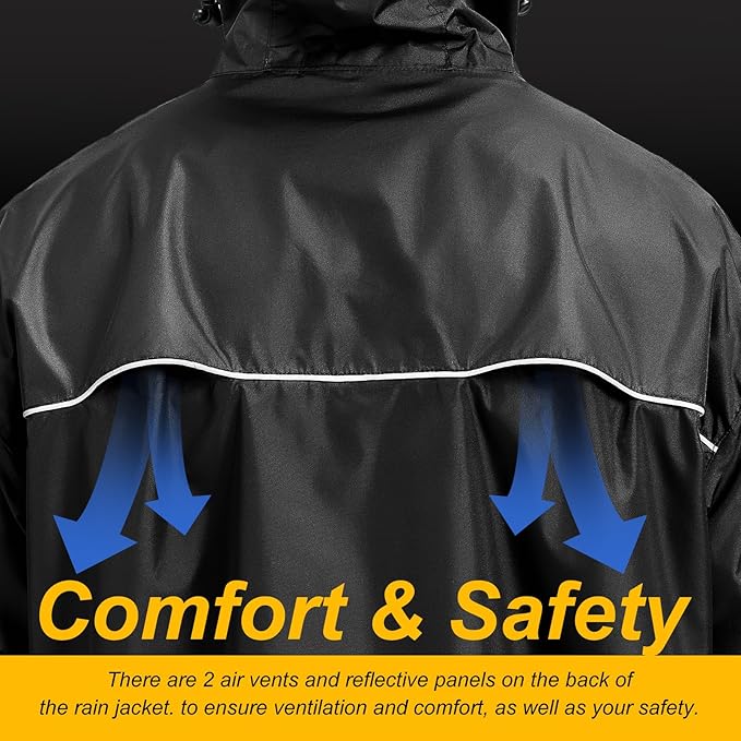 Men's Packable Rain Jacket Waterproof Outdoor Classic Lightweight Raincoat Hooded Windbreaker