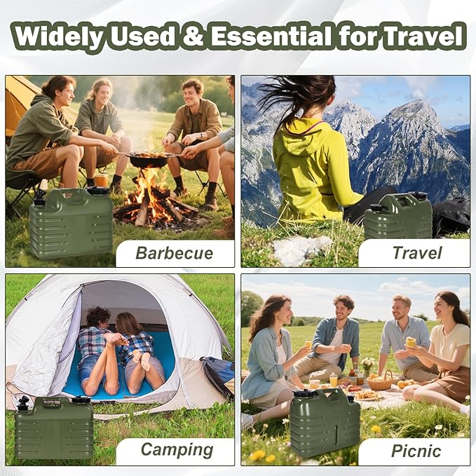 REDCAMP 4 Gallon/15L Portable Water Container with Spigot, Camping Water Jug, Water Containers, Water Tank, Portable Emergency Water Storage for Camping, Car, Hiking, Green, 2Pack