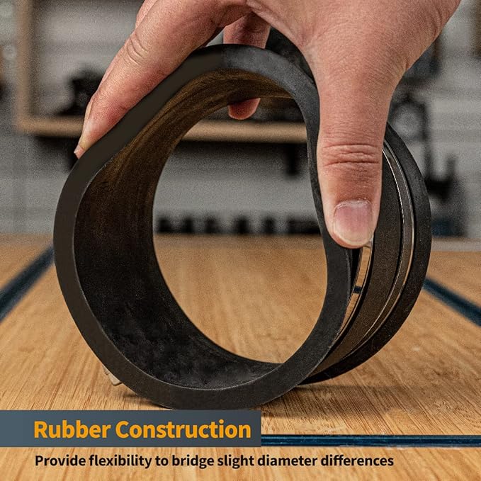 POWERTEC 70149-P6 4 Inch Dust Control Flex Cuff with Steel Hose Clamps, Hose Connector Rubber Cuff Coupler For Woodworking Dust Collection Fittings, Dust Collector Accessories & Machinery, 6 pack