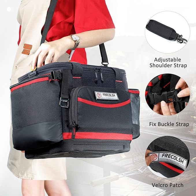 Large Grill Caddy with Lid with Adjustable Dividers, BBQ Outdoor Organizer Bag, Picnic Camping Utensil Caddy, Tailgating Essentials, Grill Gifts for Father's Day