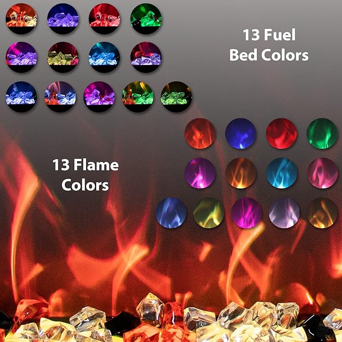 30" Electric Fireplaces Inserts, Recessed & Wall-Mounted Fireplace Heater with Thermostat, Multicolor Flames,Timer, Log & Crystal, 750/1500W