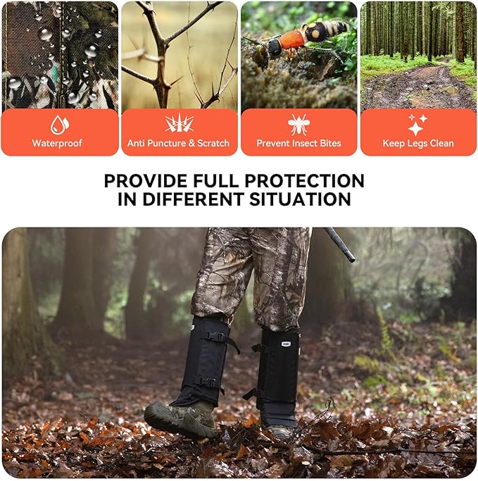 Snake Gaiters Snake Chaps, Waterproof Lower Legs Snake Guards, Snake Bite Protective Gaiters, Anti-Snake Gaiters for Men/Women, Adjustable Size for Hunting/Hiking/Farm Working