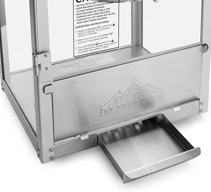 Olde Midway Bar Style Popcorn Machine Maker Popper with 8-Ounce Kettle - Black