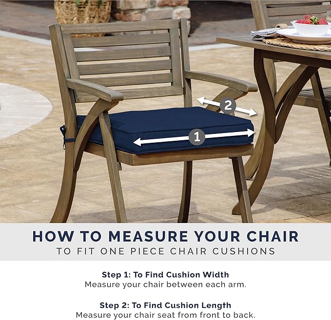 Arden Indoor/Outdoor Seat or Rocking Chair Cushion, 19 x 18, Water Repellent, Rain Proof, Fade Resistant Cushion for Rocking or Dining Chairs Clark Blue