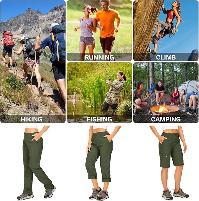 Women's Hiking Pants Convertible Zip Off Lightweight Quick Dry Outdoor Travel Camping Safari fising Pants