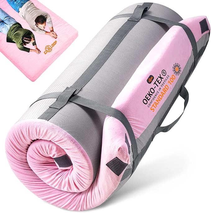 3 Inch GAIALOOP Thick Memory Foam Camping Mattress Sleeping Pad [Car/Tent/Cot] Glamping Portable Floor Mat Roll Up Futon Mattress for Guests Sleepover