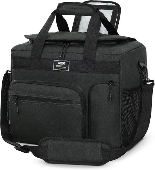 MIER 30L Extra Large Soft Cooler Bag with Bottle Opener for Camping Beach BBQ Grocery Leakproof Picnic Lunch Bag, Collapsible, 45Can (Dark Gray)