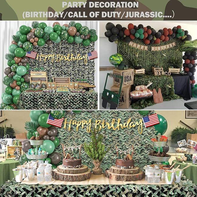 Camo Netting Camouflage Netting 20x20 10x20 10x10 Bulk Roll Burlap Camo Tarp Sunshade Net for Hunting Blind Dinosaur Birthday Jungle MilitaryTheme Party Decoration Camping Shooting