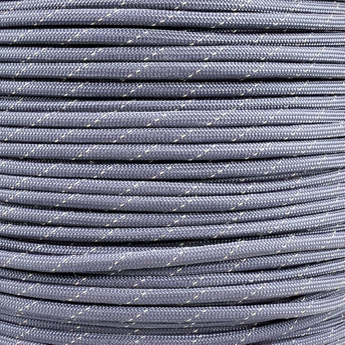 Paracord Planet Reflective 550lb Paracord – 7 Strand Type III Nylon Parachute Cord for Outdoor Visibility, Hiking, and Crafting – 30+ Colors and 4 Length Options