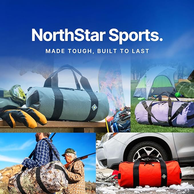 North Star Sports Foldable Duffle Bag for Travel, Gym & Outdoor Camping | Tough and Packable Sport Equipment Bag & Gear Organizer | Heavy Duty Large Duffel Bags for Traveling
