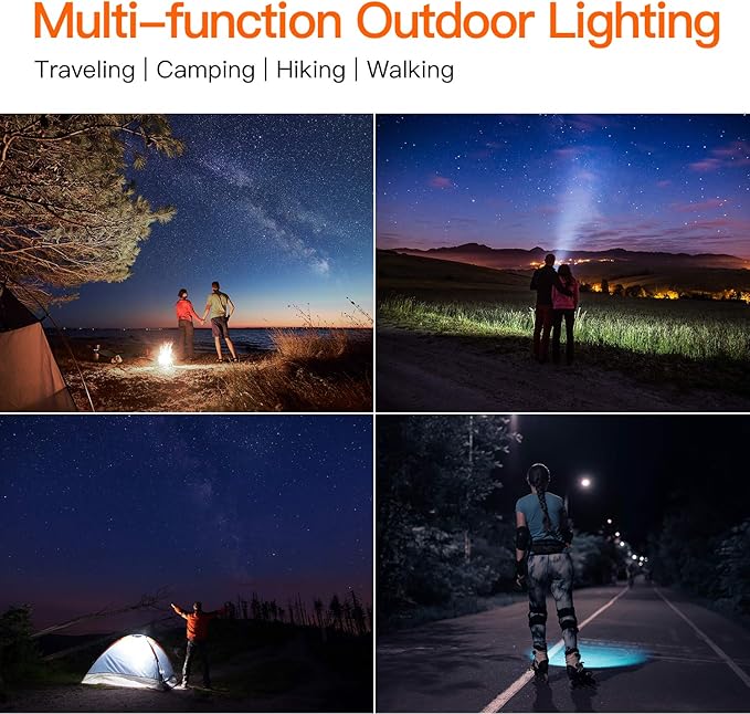 BUYSIGHT Rechargeable Spotlight, 1000,000 -Lumen Spot Lights Hand held Large Flashlight Handheld Spotlight Lightweight and Super Bright Flashlight (Aluminium_Alloy Black)