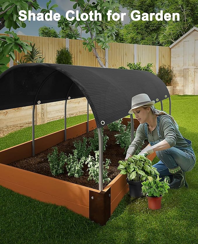 90% Shade Cloth,10x14ft Tear Resistant Sun Shade Net with Reinforced Grommet,Durable Garden Shade Tarp Cover for Greenhouse,Plant Cover, Chicken Coop,Patio and Pergola,Black