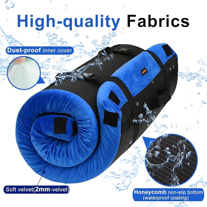 Memory Foam Camping Mattress pad, Comfortable Thick Floor Sleeping Mat for Adults with Waterproof and Non-Slip Bottom, Portable Roll Up Mattress for Sleepover Guest,Cot Mad for Car Camping