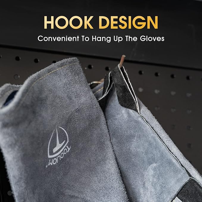 TOOLIOM 16 Inches 932℉ Welding Gloves for MIG/Stick Welding Heat Fire Resistant Leather Forge with Kevlar Stitching Reinforced Thumb and Palm Mitts for Welding/Oven/Grill/Pot Holder/Fireplace/Baking