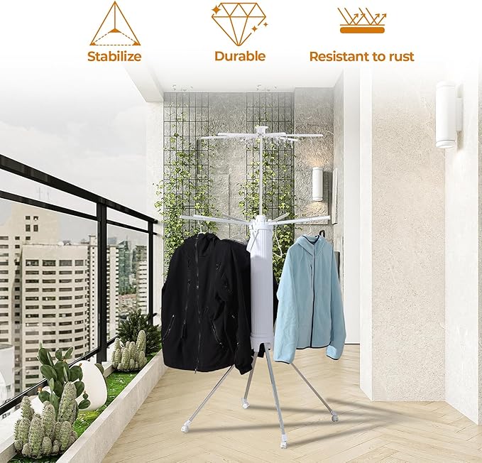 4-Legged Clothes Drying Rack Foldable,2 Tier Portable and Collapsible Space Saving Laundry Drying Rack with 4 Pulleys,Aluminum Dry Rack for Clothes