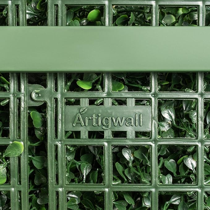 Artificial Hedge Wall, Boxwood Grass Panels with Planter, Fake Greenery Divider Fence for Outdoor Patio,50Lx48Hx14D