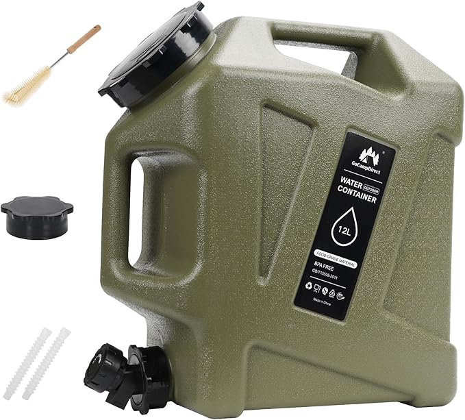 Camping Water Jug - 3.2 Gallan Water Container with Spigot | Portable Water Tank for Outdoor Hiking Picnic Supplies-Green