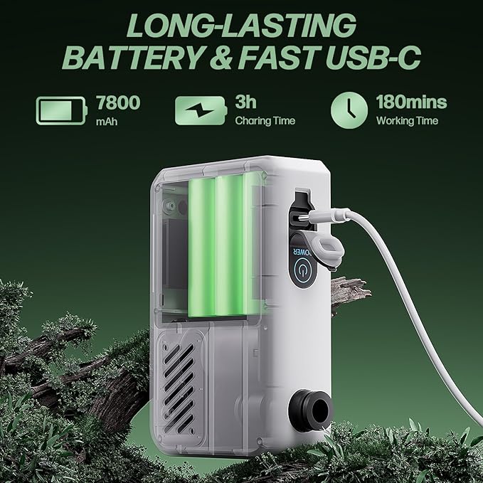 Portable Shower for Camping, Powerful 10L/Min Water Flow, Rechargeable Shower Pump with Bath Sponge, 4 Spray Modes, IPX8 Waterproof, 7800mAh Battery, Ideal for Hiking, Travel, Car Wash, Pet