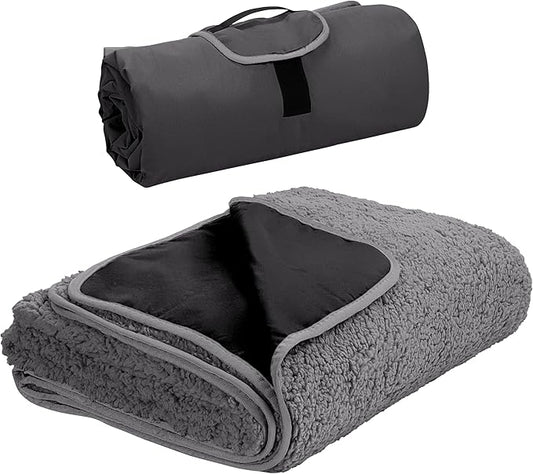 Tirrinia Large Waterproof Outdoor Blanket, Soft Warm Windproof Stadium Blanket with Sherpa Fleece and Foldable for Outdoor Sport, Baseball, Football, Beach, Concerts, Car