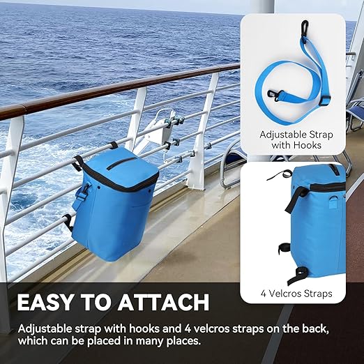 Boat Trash Can, Portable Boat Trash Bag, Reusable Boat Garbage Bag, Easy to Install & Clean, 3.96 Gallons Multi-Purpose Boating Equipment Accessories for Fishing Kayak Pontoon Boat (1PCS Blue)