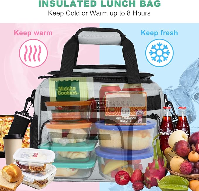 MIER Leakproof Insulated Cooler Lunch Bag for Adult Men Women 30 Can Cooler Bag with Top Flip Lid, 18L, Multiple Pockets (Grey-No Luggage Strap)