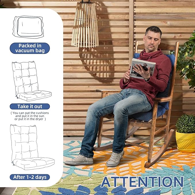 Dark Green Chair Cushion Rocker Pad for Indoor Outdoor Thick Patio Rocking Chair Replacement Cushions