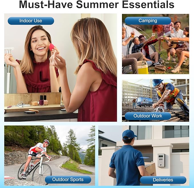 Portable Fan for Under Shirt, Waist Fan Clip On Belt, 4-in-1 Rechargeable Fans with LED Light, Phone Stand, Fast Charging 4-Speed Hip Personal Fans for Fishing, Outdoor, Makeup, Kitchen