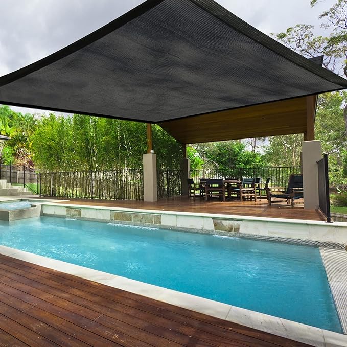 FEPITO Heavy-Duty Mesh Tarp 10ftx20ft Black Mesh Shade Net Cover for Patio, Fences, Garden, Dump Trucks