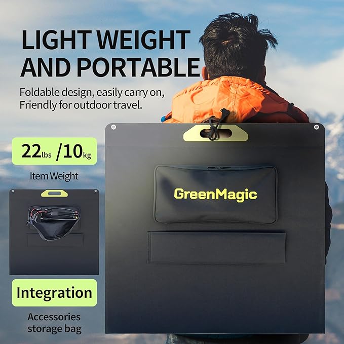 400W Portable Solar Panel, Greenmagic 400W 39V Foldable Portable Solar Panel Charger, with Output Connector for Camping RVing Home Backup IP67 Waterproof with an Adjustable Kickstand