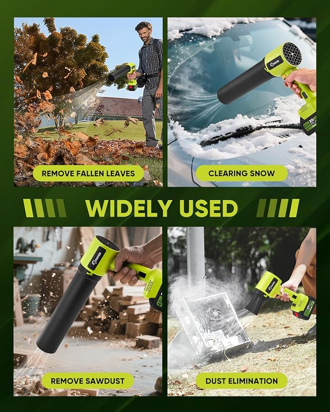 Saker Cordless Leaf Blower Portable Dust Cleaner Handheld Blower Adjustable Speed with Extended Nozzle for Drying,Patio Cleaning, Blowing Leaves,Water,Dust 2 X 4.0Ah Batteries BF2641