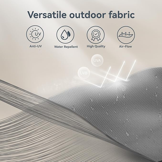 PHI VILLA 10ft Outdoor Patio Umbrellas for Outside, 3 Tier Vented Market Table Umbrella Windproof for Backyard, Deck, Garden, 1.5" Pole, Grey（No Base）