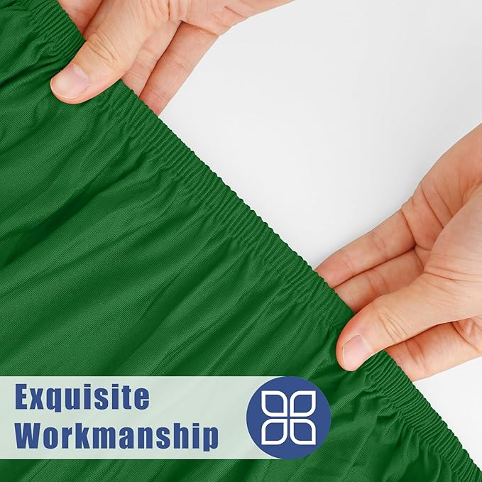 Spandex 4 Foot Rectangle Table Cloth 2 Pack, Elastic Fitted Tablecloths for Picnic, Stretch Washable Patio Table Cover for Outdoor, Camping, Banquet and Parties (Emerald Green, 30"x48")