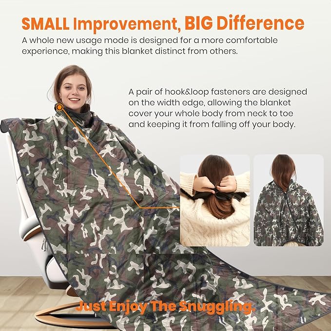 4-in-1 Large Outdoor Blanket - Waterproof & Windproof Thickened Warm Fleece Camping Blanket for Stadium, Hiking, Sporting Events - 81"x57", Packable (Camouflage)