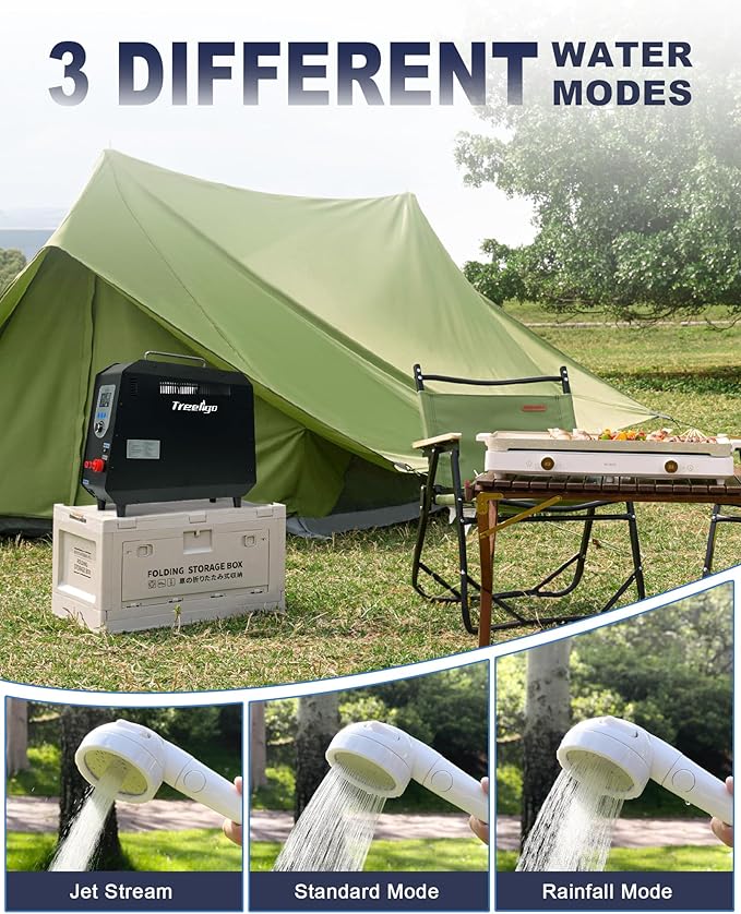 Portable Water Heater, 3s Instant Propane Hot Water Shower with Pump, Overheating Protection, Tankless Design & 4000mAh Rechargeable Battery for Camping, RV, Fishing, Outdoor Cleaning