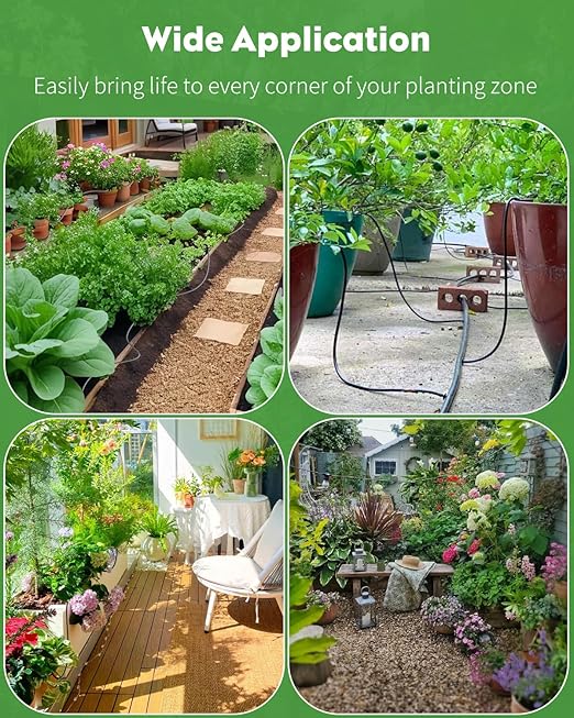 Pawfly 50ft Drip Irrigation System Kit - Quick-Connect Garden Watering System with 1/4" Tubing, Adjustable Emitters & Drip Irrigation Parts for Greenhouse, Lawn, Patio & Raised Beds