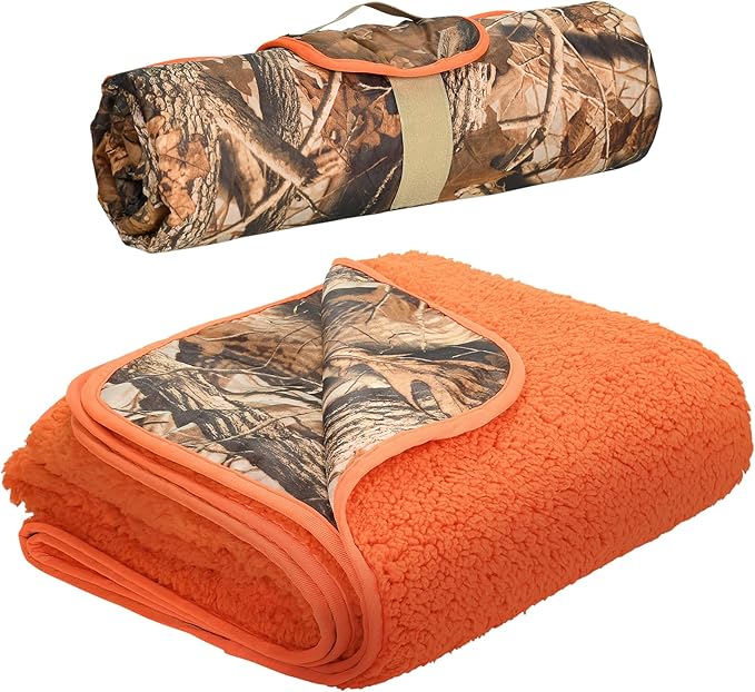 Tirrinia Large Waterproof Outdoor Blanket, Soft Warm Windproof Stadium Blanket with Sherpa Fleece and Foldable for Outdoor Sport, Baseball, Football, Beach, Concerts, Car