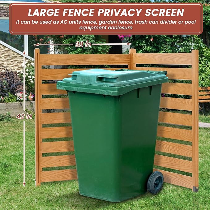 LILYPELLE 38in W x 42in H Air Conditioner Fence, 2 Panels Outdoor Wooden Fence Privacy Screen with Metal Stakes, Trash Can Pool Equipment Enclosure Outside Panels Decorative Fences