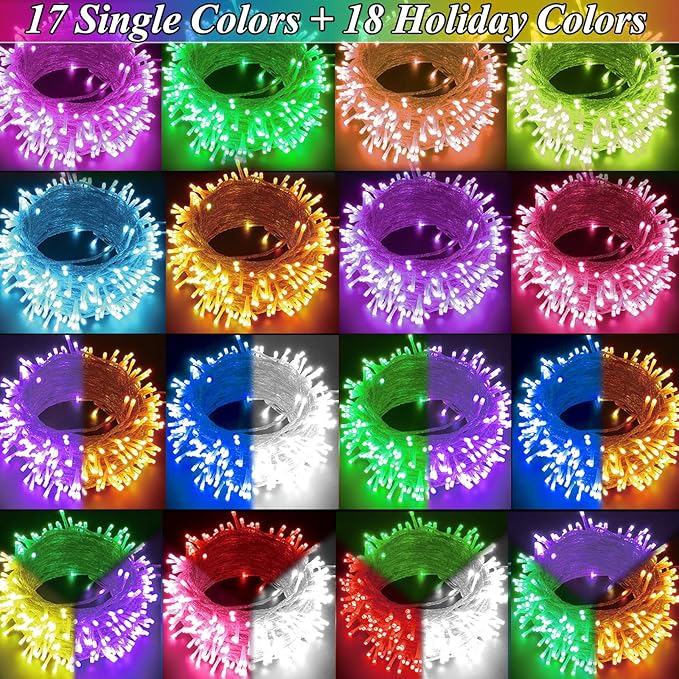 Color Changing Christmas Lights, 200 LED 35 Colors String Lights Indoor Outdoor with Remote, Waterproof Twinkle Lights Plug in for Halloween Xmas Tree Party Easter Valentine's Wedding Room Decor