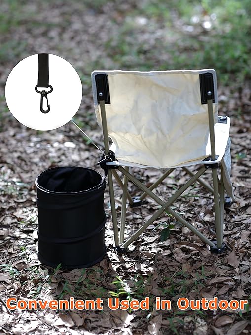 Ginsco 2 Gallons New Leakproof Car Trash Can, Compact Trash Can Pop-up Collapsible Hanging Car Trash Bin with Hook and Loop, Waterproof PEVA Liner Open-Top Garbage Can for Cars Home Office