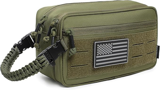 Tactical Toiletry Bag for Men Dry Wet Separate Dopp Kit Travel Hygiene Bag EDC Utility Tool Molle Pouch Mens Shaving Kit Travel shower Bags (OD Green)