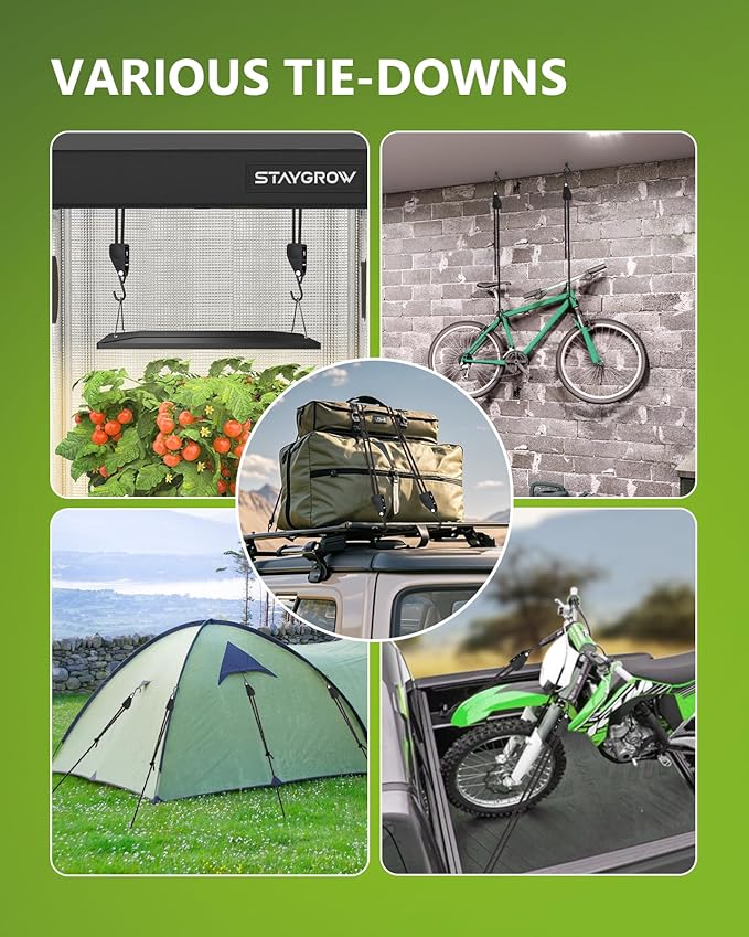 Kayak Tie Down Straps Ratchet, Kayak Straps for Secure Canoe to Roof Racks, Hiking Camping, Boating & Water Activities, Heavy Duty Ratchet Pulley Rope Hanger Kayak Accessories 2-Pack 1/4" 12FT