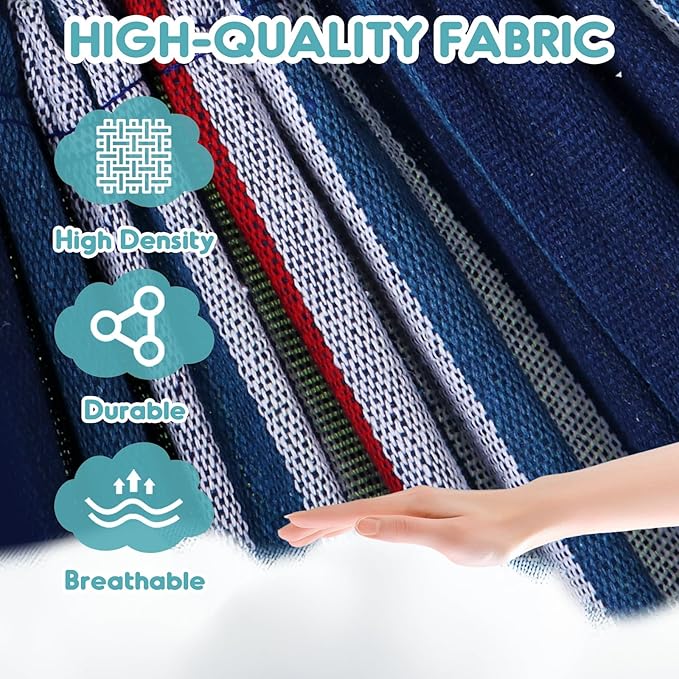 Anyoo Garden Cotton Hammock Comfortable Fabric Hammock with Spreader Bar Sturdy Hammocks Up to 450lbs Portable Lightweight Hammocks with Travel Bag for Camping Outdoor/Indoor Patio Backyard