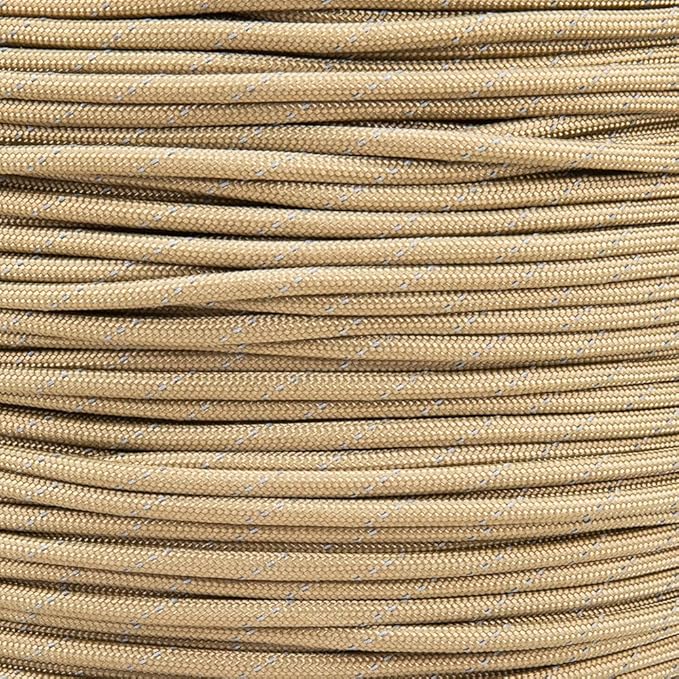 Paracord Planet Reflective 550lb Paracord – 7 Strand Type III Nylon Parachute Cord for Outdoor Visibility, Hiking, and Crafting – 30+ Colors and 4 Length Options