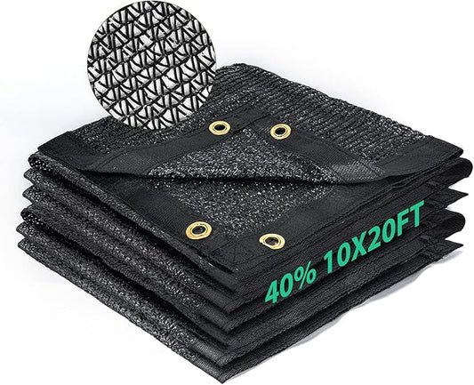 Kesfitt Garden 40% Shade Cloth, Resistant Sun Shade Net 10x20FT Mesh Tarp with HDPE Material and Reinforced Grommets Shade Trap for Greenhouse, Plant, Pergola, and Backyard Patio Sunshade