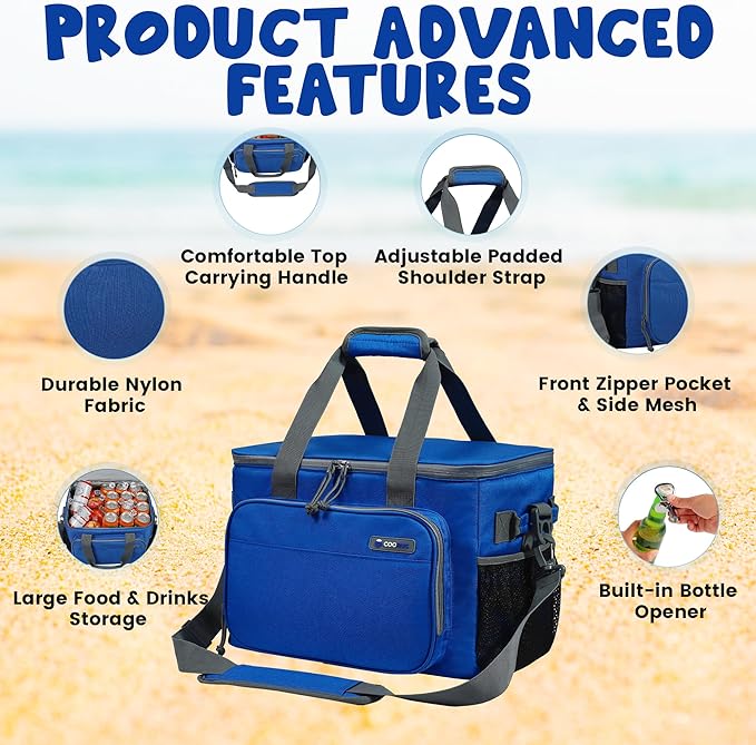 Large Cooler Bag 40-Can Capacity - Portable Soft Cooler Bags Insulated for Travel, Leakproof Collapsible Coolers for Picnic, Beach, Camping & Road Trips, Food & Drinks Travel Cooler Bag