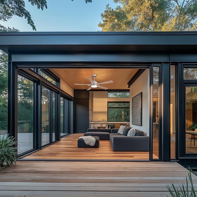 Ceiling Fan with Light, 52" Modern Low Profile Ceiling Fan with Light, DC Reversible Motor, Smart APP & Remote Control, Whisper Quiet, Dimmable LED for Bedroom/Living Room