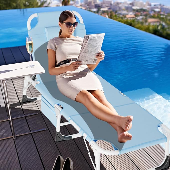 ABORON Folding Camping Cot W/Mat for Adults, Adjustable Heavy Duty Outdoor Bed,1200 D Layer Oxford Travel Camp Cots