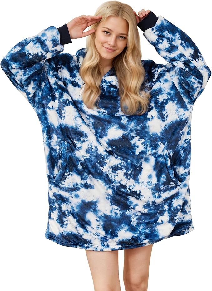 LetsFunny Blanket Hoodie,Oversized Wearable Sherpa Fleece Blanket Sweatshirt,Super Soft Warm Cozy with Giant Pocket,for Women Men Adults Teenagers Kids, One Size Fits All